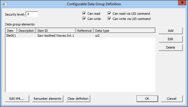 Configurable Data Group Definition